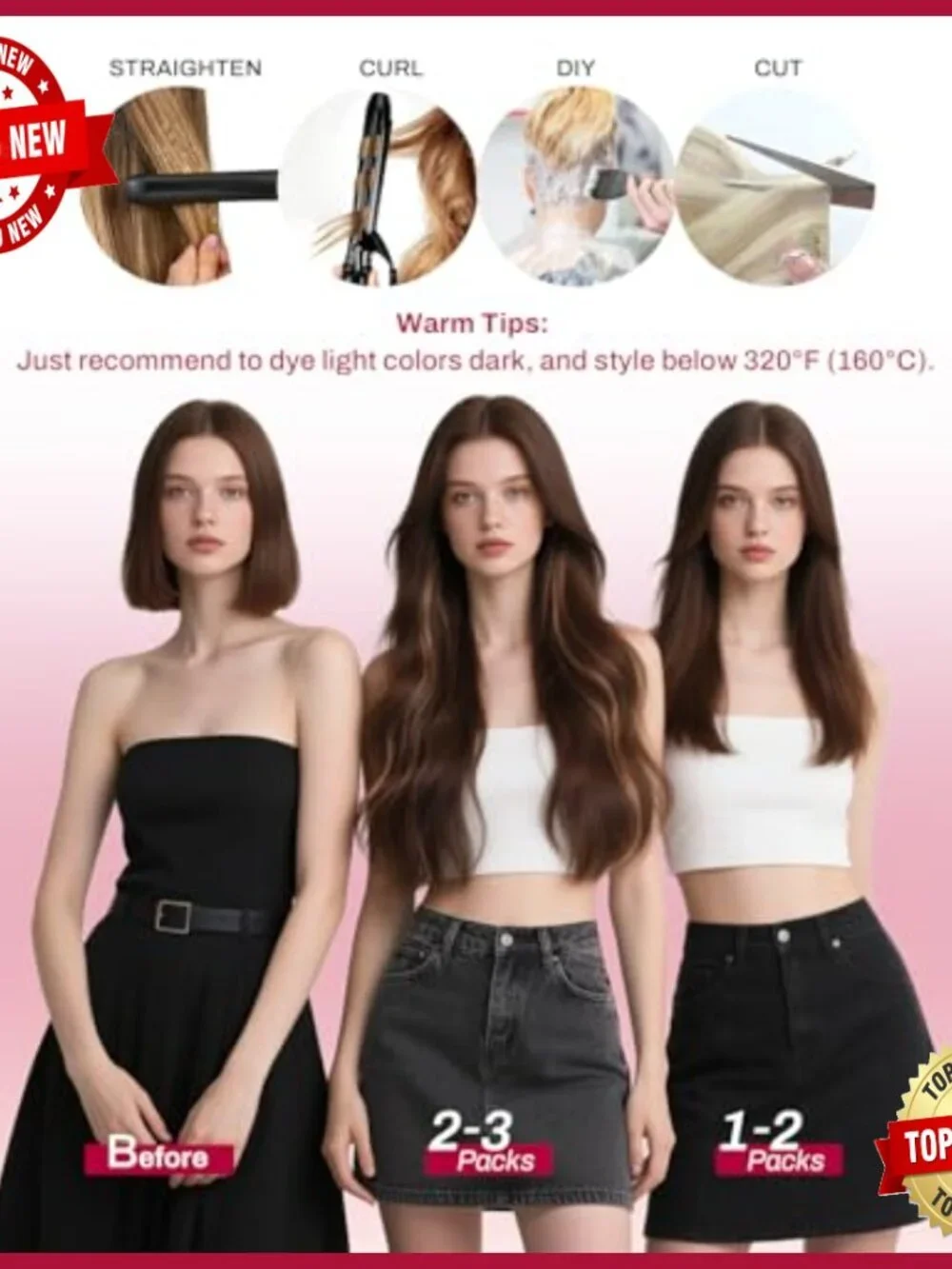 Seamless Clip-In Human Hair Extensions 18 Inch 120g 7pcs Volume